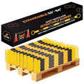 Retractable Barrier for Safety Traffic Cones - 53" to 84" - 2" OD - Large Yellow & Black Bar Barricade Bulk Half Pallet 360 Pack for Road Construction, Parking,Warning,Security Divider by Xpose Safety