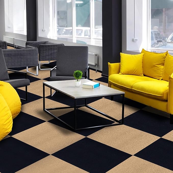 Peel and Stick Carpet Squares 24" x 24", Self Adhesive Non-Slip Carpet Tiles, Peel and Stick Soft Padded Carpet Tiles for Kitchen Bedrooms Indoor Outdoor(20 Tiles/80 sq ft)