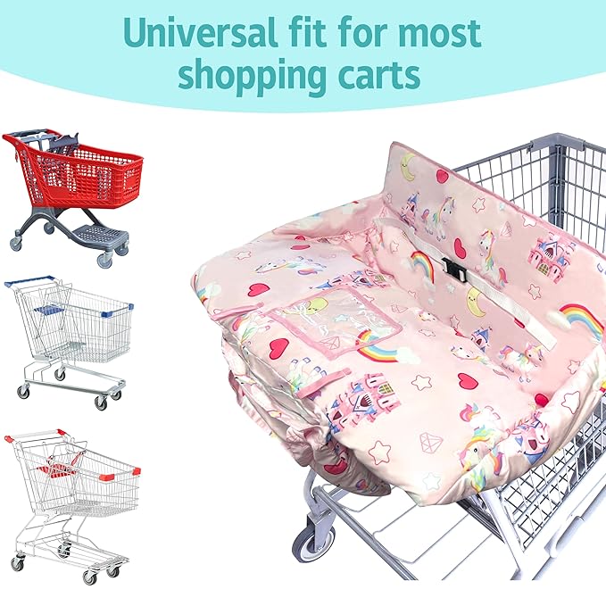 Shopping Cart Cover for Baby,2-in-1 High Chair Cover with Portable Cloth Bag,Cart Seat Pad for Babies Grocery Cushion Cover Restaurant,Suitable for All Supermarkets