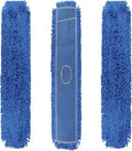 Commercial 48 Inch Dust Mop Head: Replacement Heavy-Duty Sweeper and Janitorial Industrial Dust Mop Head for Floor Cleaning, Office, School, Restaurant, Hospital (3 Pack - Blue)