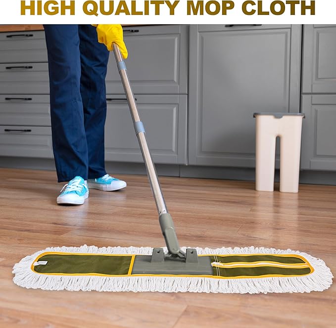 4-Pack 36'' Universal Microfiber and Cotton Mop Pads – Loop End - Easy Zipper - Compatible with Industrial Dust Mops – Reusable Replacement Heads for Commercial Floor Cleaning & Janitorial Supplies
