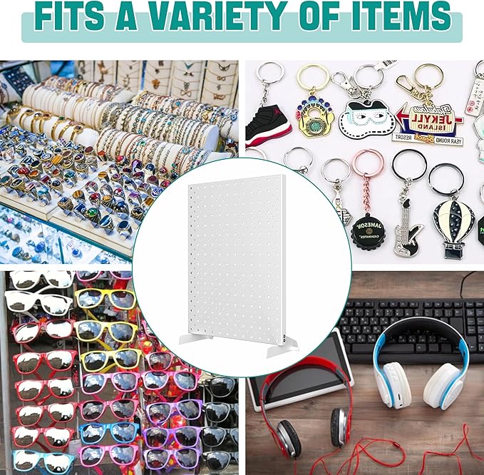 EVERHANGER Metal Pegboard Display Stand, Freestanding Tabletop Pegboard Display for Craft Shows & Fairs, 12"X16", 2pcs Gray