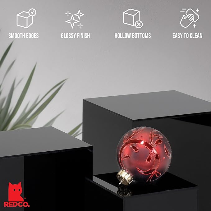 Red Co. Set of 3 Glossy Black Acrylic Cube Display Nesting Riser Stands with Hollow Bottoms