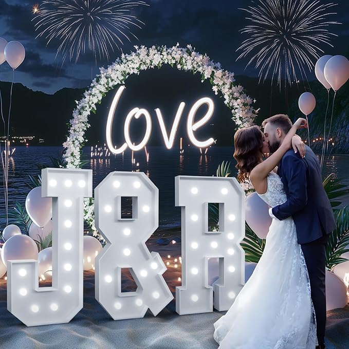 Light Up Letters, Marquee Letters 4 Feet Tall with Cool White Light, Large Letter for Party Graduation Homecoming Wedding Event Decoration, Marry Me Light Up Letter 4ft Marquee Sign Letras P