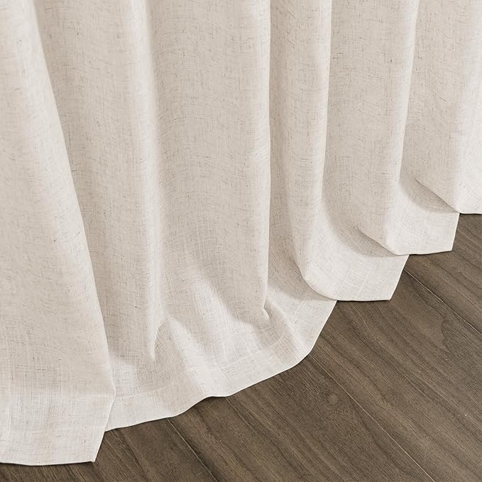 Tan Beige Linen Curtains 90 inch Length for Living Room 2 Panels Burlap Textured Semi Sheer Linen Drapes Rustic Country Window Treatment Farmhouse Drop Cloth Curtain 90 inches Long for Dinning Room