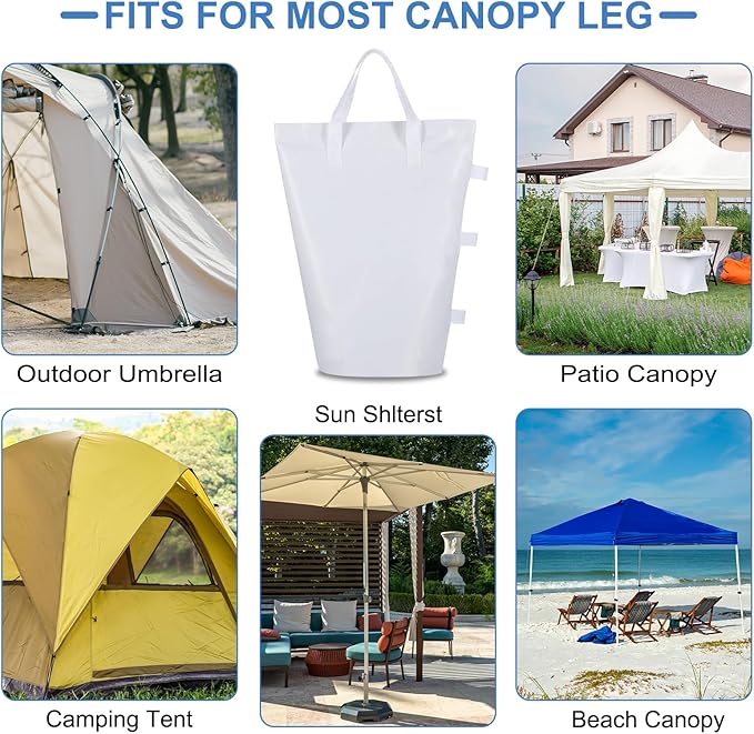 PATIKIL Canopy Weight Sand Bags, 4 Pack 112 Lbs Total Extra Large Weights Bags Waterproof Tent Leg Weights Sandbags for Outdoor Canopy Tent Sun Shelter Patio Ladder White (18x9")