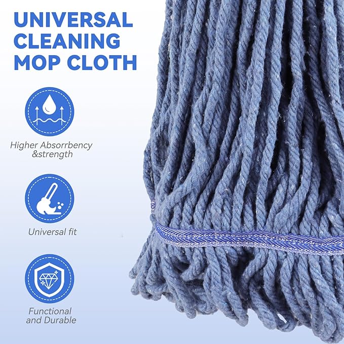 Commercial Heavy Duty Mop Heads Replacement for Rubbermaid: 9 Packs Industrial Wet Mop Head for Floor Cleaning - Commercial Products Looped End String Head Refills