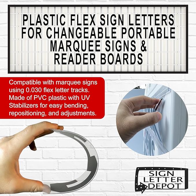 6" on 6 7/8 inch Flexible Marquee Sign Letters for Portable Roadside Signs & Reader Boards, Flexible Letters for Marquee Sign
