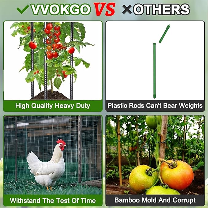 VVOKGO Rebar Stakes 36 Inch 8-Pack Concrete Form Stakes Heavy Duty Straight Ground Anchors, 3/8" Diameter Metal Steel Spikes with Chisel Point End for Plant Support, Garden Border,Landscape Edging