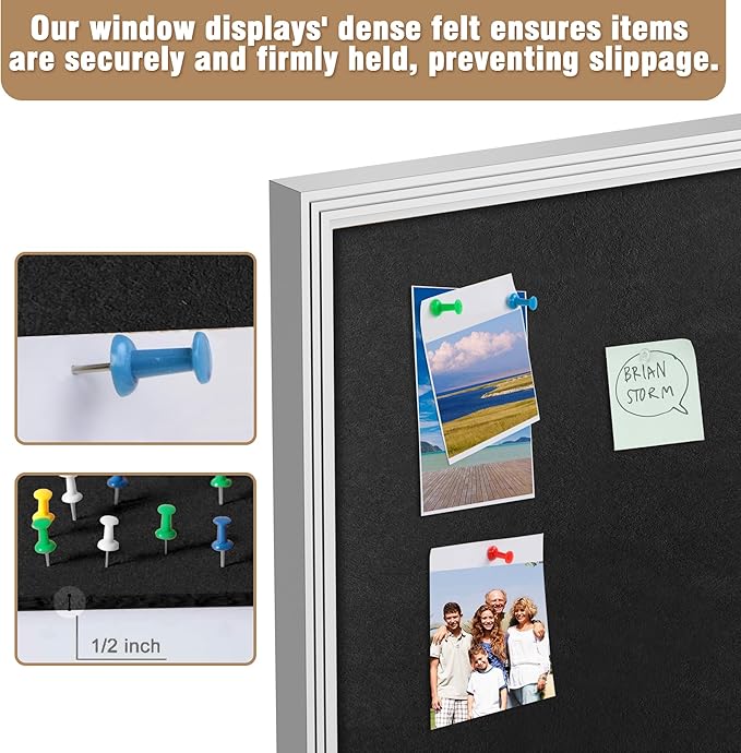 Mifuro 48"x34" Enclosed Bulletin Board, Outdoor Lockable Weather-Resistant Aluminum Cork Noticeboard for School & Office, Silver Frame w/Black Flet