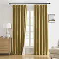 DUALIFE Mustard Yellow Pinch Pleated Blackout Curtains 96 Inches Long, Back Tab with Hooks, Linen Full Black Out Thermal Insulated Track Curtain for Bedroom Living Room,40 W x 96 L, 2 Panels