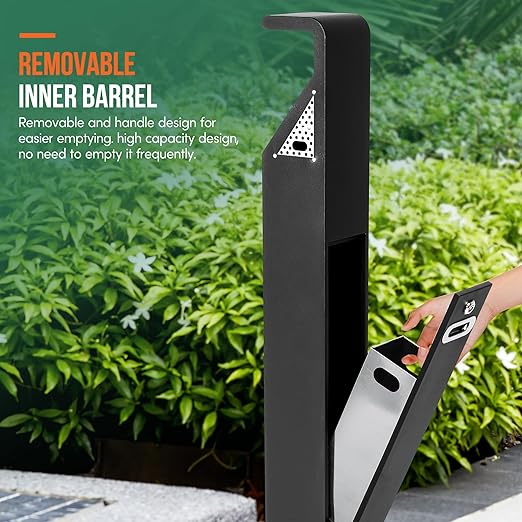 AIWFL Commercial Trash Can with Removable Inner Barrel, 3 Openings, All-Metal Construction, Standing Trash Bin for Outside Sidewalks Roadside Hotel Scenic Area