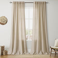 Nanspring Taupe Burlywood Curtains 120 Inches Long for Living Room Linen Textured Rustic Farmhouse Privacy Sheer Curtains Back Tab Floor to Ceiling Curtain for Bedroom Office 52x120, 2 Panels