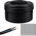 100FT Split Wire Loom Tubing, 3/4 Inch Wire Protector Tubing, Automotive Wire Flexible Conduit Cord Covers with 20 Cable Ties for Automotive Marine RV Agriculture Electrical Cable Protection