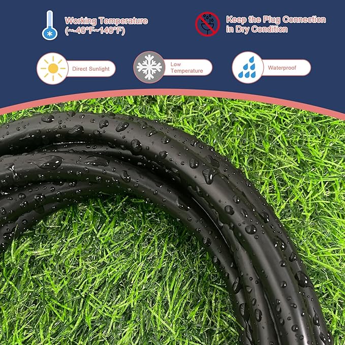 6 Ft Outdoor Extension Cord - 12/3 SJTW Heavy Duty Black Extension Cable with 3 Prong Grounded Plug - Power Cord for Lawn, Garden, Appliances
