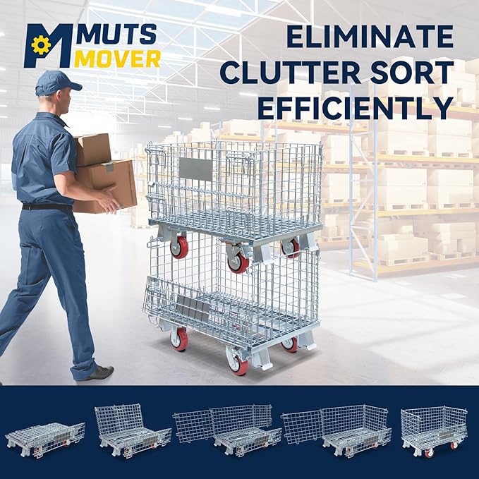 32"x20"x24" Heavy Duty Platform Truck with Cage, Foldable Flatbed Hand Truck Dolly with 4.7” Swivel Casters, 1500LBS Capacity Push Cart for Warehouse, Garage, Grocery, Laundry