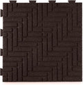 Playsafer Herringbone Rubber Interlocking Tiles | 16 X 16 | Easy Install for Indoor and Outdoor Use (Brown, 20 Tiles)