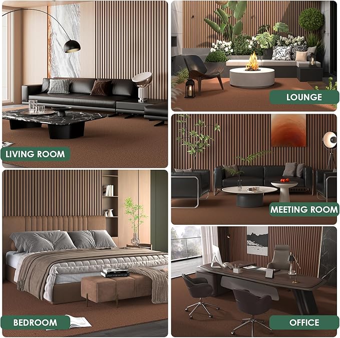 Carpet Tile 20 Pack 24” X 24” Self Adhesive Carpet Floor Tiles Anti-Slip Squares Peel and Stick Floor Tilel DIY Installation for Bedroom(Brown)