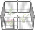 FXW Garden Fence Outdoor for The Yard – 24in(H) x 15.2ft(L) Heavy Duty Metal Animal Barrier for Dog and Rabbit, Decorative Dog Fence, 8 Panels, Silver