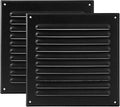 Vent Systems 8 x 8 Inch (Inner) - Pack of 2 - Black Metal Soffit Vent Cover - Durable Square Air Vent Grille with Mesh Screen - Weather Resistant Ventilation Grill - Wall & Ceiling, Indoor & Outdoor