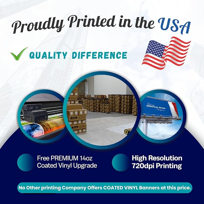 Custom Vinyl Banner, 14oz Premium Coated Vinyl, Full Color, indoor/outdoor Heavy Duty Sign, Design Online or Print Your Design file. (4 X 18 ft (H X W))