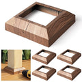 4 pcs 4"x4" (Actual: 3.5"x3.5") Aluminum Post Base Cover for Railings, Stairs, Patios, Porches - Split Deck Post Skirt (Walnut Wood)