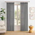 RAIN CITY Grey Linen Pinch Pleated Semi Sheer Curtains 100 Inches Long, Textured Back Tab Drapes with Hooks for Bedroom Living Room 50 Each Wide 2 Panels Set