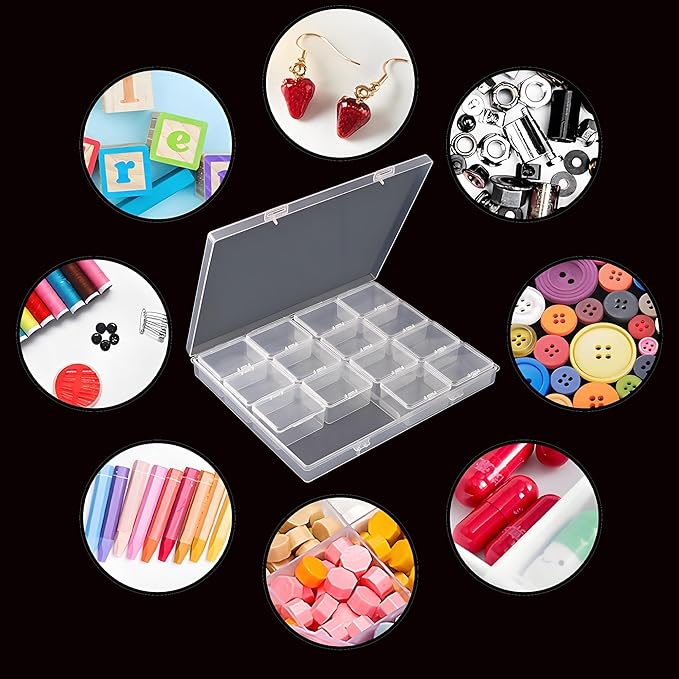 Large Bead Storage Box - 16 Grids Clear Organizer, 1 Pack,Portable for Jewelry,Diamonds,Hardware,Craft Accessories Grid Plastic Box,Oil Painting Color Palette,Ring Earring Storage Box