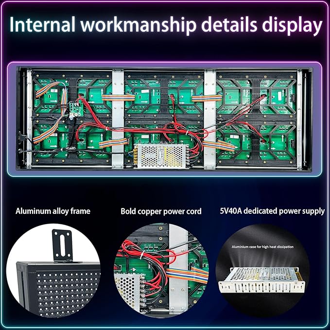 Led Sign Custom Programmable Scrolling Outdoor Digital For Business Matrix Panel Electronic Message Board Display Screen Waterproof Ip65 Wifi/App Control 96x32 Rgb Matrix, 39"X14"