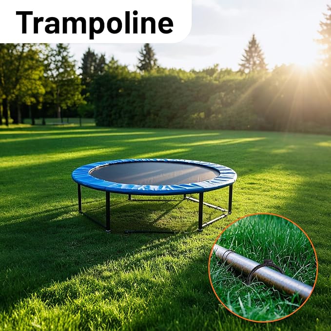 10 Pack Extra-Large Heavy Rebar Trampoline Wind Stakes with Flat Welded Head,12’’x3’’ U Shaped Stake, Ground Anchor for Securing Trampolines, Tents, Fences, Tarps, Garden Cloth, Hoses
