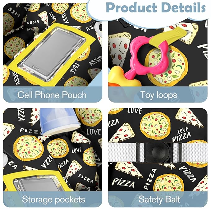 Shopping Cart Cover for Baby 2-in-1 High Chair Cover with Safety Harness Multifunctional Black Pizza Cart Covers for Babies Soft Padded Grocery Cart Cover for Baby Boy Girl