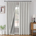 Joydeco Pinch Pleated Curtains - 100% Blackout for Bedroom, White Linen Curtains 40" W x 90" L, Thermal Insulated 2 Panels Light Blocking Drapes, Back Tabs for Living Room