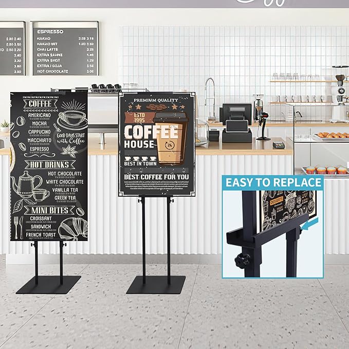 Poster Stand Heavy Duty - Adjustable Poster Stands for Display Foam Board, Double Sided Pedestal Floor Standing Sign Holder Height Up to 80 Inch, 1 Pack