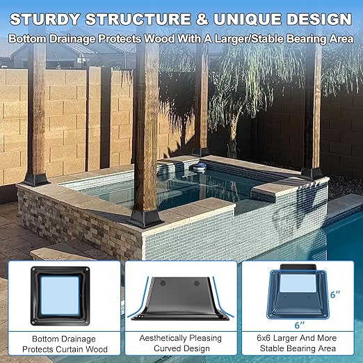 4x4 Post Base 20Pcs-Inner Size 3.6x3.6-Heavy Duty Metal Post Brackets-Deck Post Anchors-Solid Steel-Powder Coated-Wood Post Holder for Porch Handrail Railing Pergola Fence Pavilion-Support Deck Base