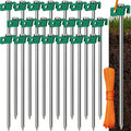 Tradesparker Tent Stakes 22-Pack 8Inch Heavy Duty Garden Stakes Canopy Anchors Double-Sided Hook Design - Includes Ropes for Camping Tents, Pop Up Canopies and Outdoor Events, Green