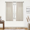 XTMYI Oatmeal Beige Back Tab/Hook Belt Linen Cotton Sheer Curtains 63 Inch Length for Bedroom Living Room