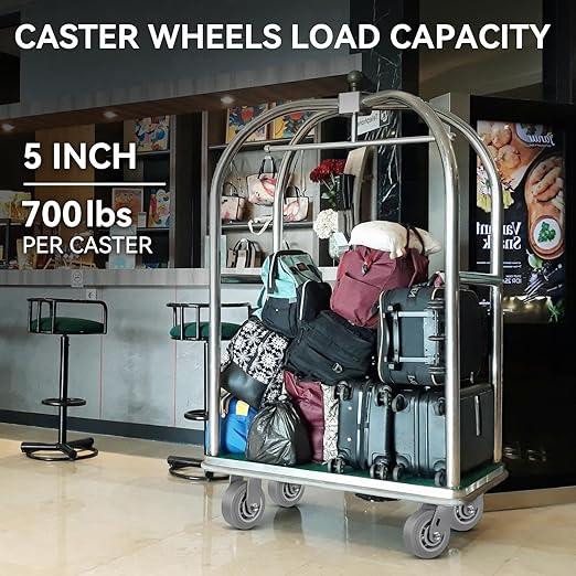 5'' × 2'' Caster Wheels, Heavy Duty Industrial Casters, Rubber Wheels with Roller Bearing, Load 700lbs per Swivel Caster for Cart Dolly Toolbox Trolley (2 Swivel)
