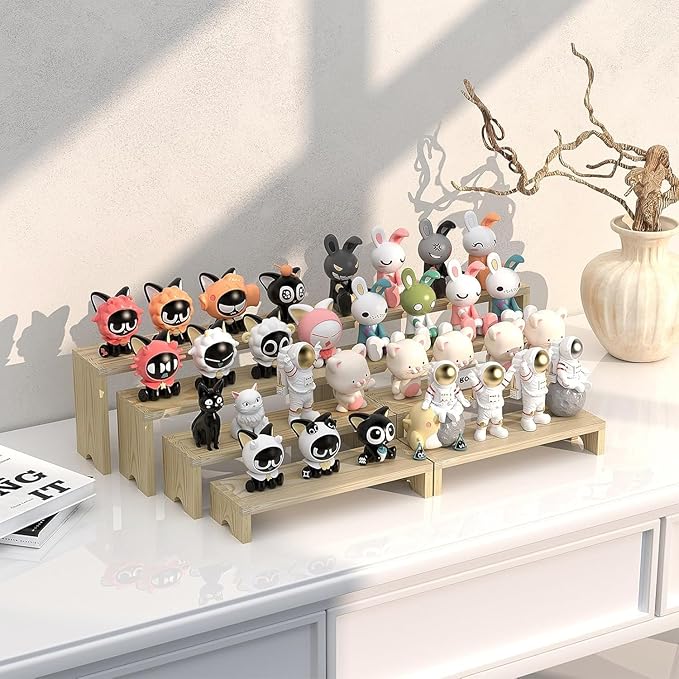 4 Set Large Wooden Tiered Riser Display Stands for Vendor Events,Stackable Perfume Organizer Cologne Stand for Men Women,Wooden Cupcake Dessert Stand,Wood Dessert Table Display Set,Food Display Risers for Party（12-11.2-10.4-9.6IN）