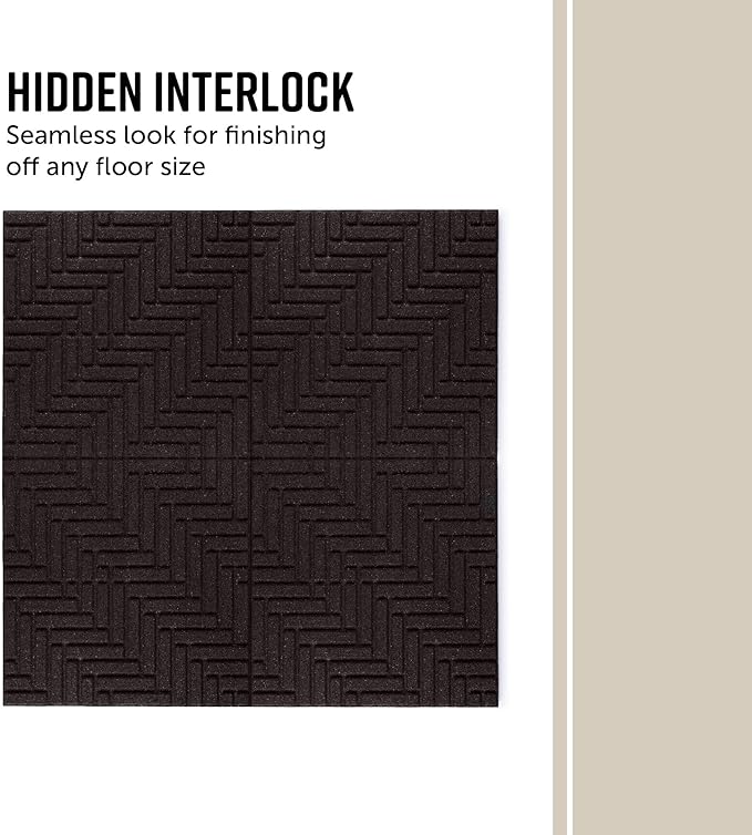 Playsafer Herringbone Rubber Interlocking Tiles | 16 X 16 | Easy Install for Indoor and Outdoor Use (Brown, 20 Tiles)