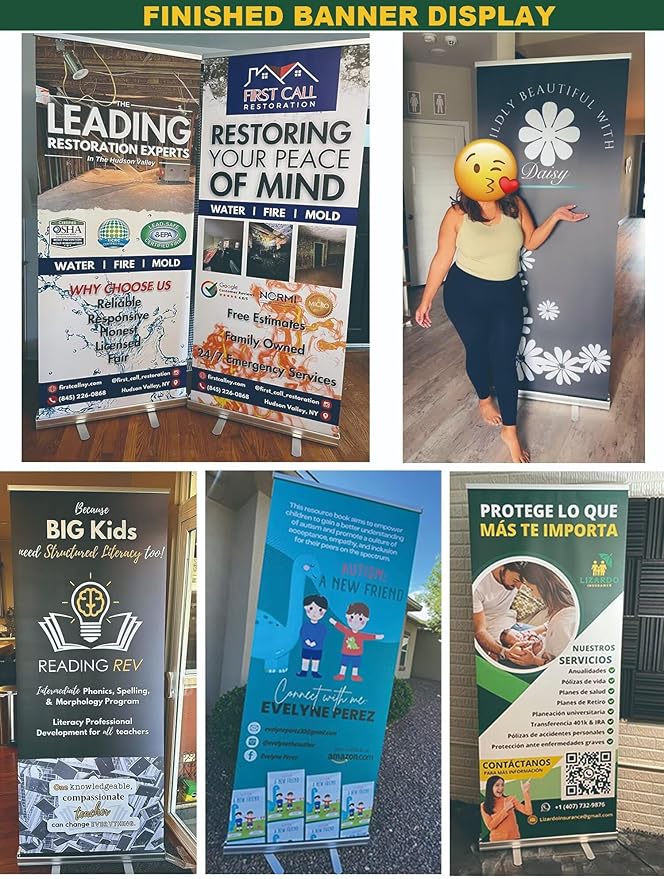 Custom Roll up Banner Aluminum Retractable Banner-Made in USA-39"x81" with Stand Pop up Banner for Business, Trade Shows, Stores, Advertising, Events