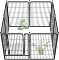 FXW Garden Fence Outdoor for The Yard – 40in(H) x 18.2ft(L) Heavy Duty Metal Animal Barrier for Dog and Rabbit, Decorative Dog Fence, 8 Panels, Black