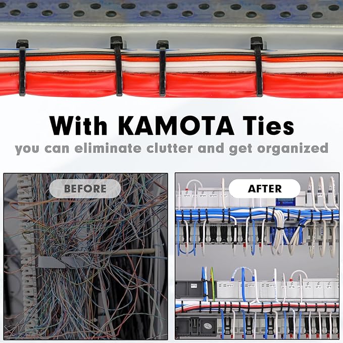 Zip Ties, KAMOTA 1500pcs 12 Inch Heavy Duty Self-Locking Nylon Zip Ties, Black Cable Ties with 50lb Tensile Strength, UV Resistant Cable Tie for Indoor and Outdoor Use