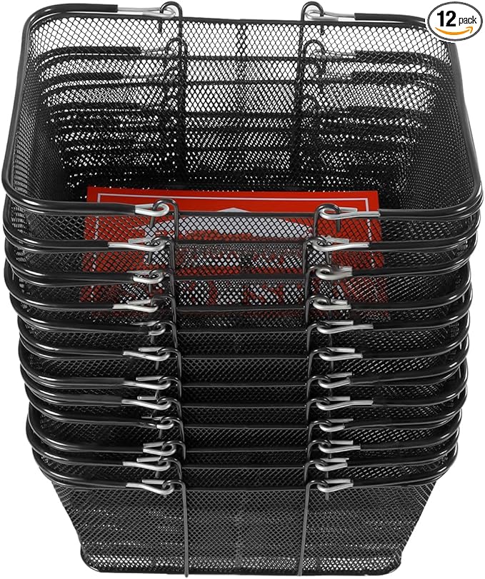 12PCS Shopping Baskets with Handles, Portable Wire Shopping Basket,for Stores Shopping