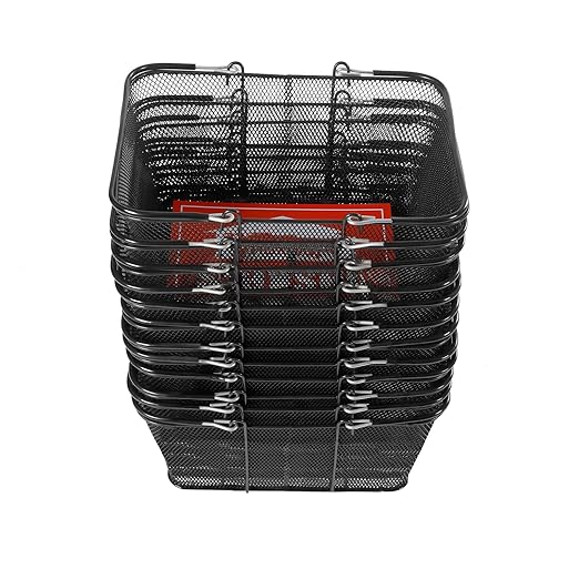 12PCS Wire Shopping Basket Set,Black Metal Shopping Basket with Handles,Portable Wire Mesh Shopping Basket Set for Stores Shopping