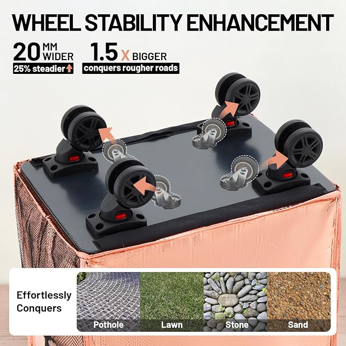(Medium) Fanwoli Reusable Grocery Bag on Wheels with Upgraded Wrinkle-Resistant Fabric | Enhanced Stability Wheels & Extended Handle | Foldable Shopping Trolley for Laundry, Carries Up to 66 L