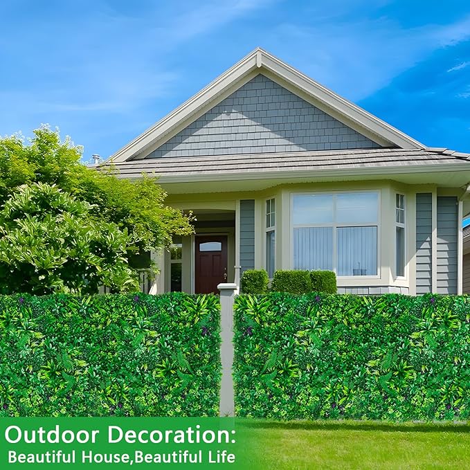 12pcs 20''x20'' Grass Wall Panels, Artificial Hedge Panels Greenery Wall, UV Protected Faux Grass Backdrop Privacy Fence Screen, Greenery Wall for Outdoor Indoor Garden Birthday Wedding Decor