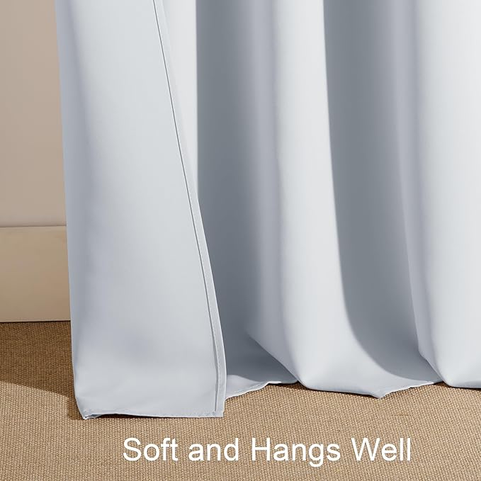 PONY DANCE Short Window Curtain Panels 30 inch Long - Rod Pocket Room Darkening Drapes for Bedroom Dorm Storage Door Kitchen Basement Farmhouse Decor, Greyish White, W 34 x L 30 inches, 2 Panels