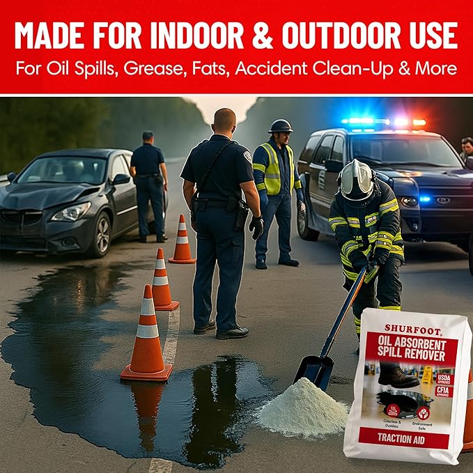 SHURFOOT 44lb Non-Slip Oil Absorbent - Provides Ice Traction & Vapor Suppression - Spill Control for Blood, Water & Oils - USDA Approved - Floor Dry Absorbent Odorless - Fire-Safe & Dustless