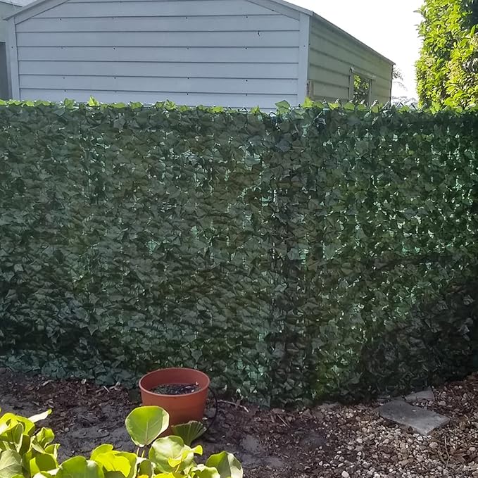 TANG 39"x97" Faux Ivy Privacy Fence Screen Roll- 1Pc Artificial Leaf Fences Greenery with 130 GSM Mesh Panel,Outdoor Green Wall Chain Link Fence Covering for Balcony Backyard Patio, Ivy
