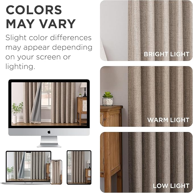 Joydeco Pinch Pleated Curtains - 100% Blackout for Bedroom, Linen Curtains 40" W x 84" L, Thermal Insulated 2 Panels Light Blocking Drapes, Back Tabs for Living Room